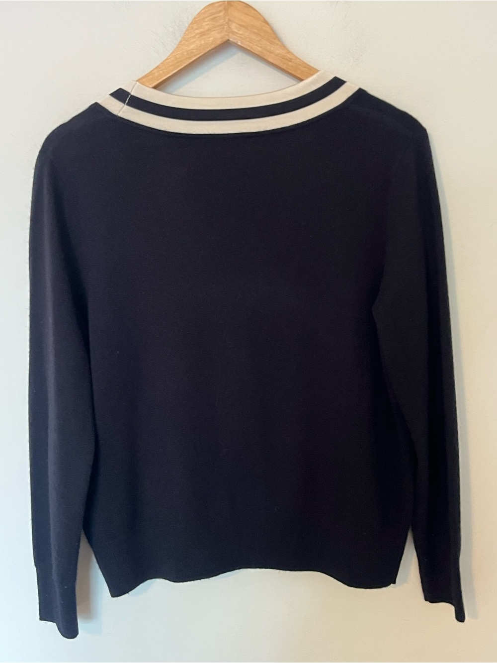 Sandro Paris Black & Cream Wool Cashmere Varsity Cardigan Size 1 Small - Picture 9 of 13